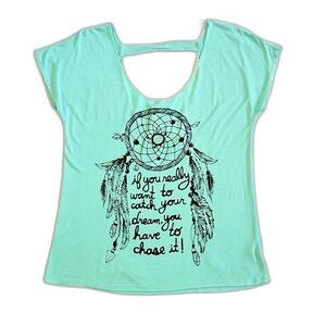 i.Joah Sea Green Black Dream Catcher Graphic T-shirt size Medium Casual Dreams